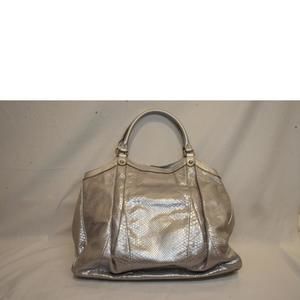 Gucci Bag Python Tote Silver Sookie Leather